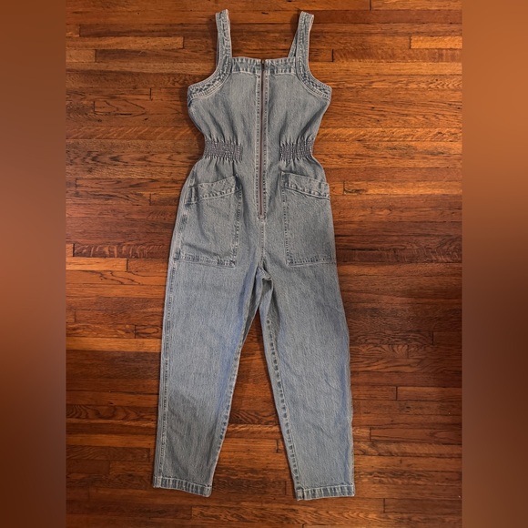 Madewell Denim Zip Smocked Waist Jumpsuit - Baisley Wash - Picture 4 of 11